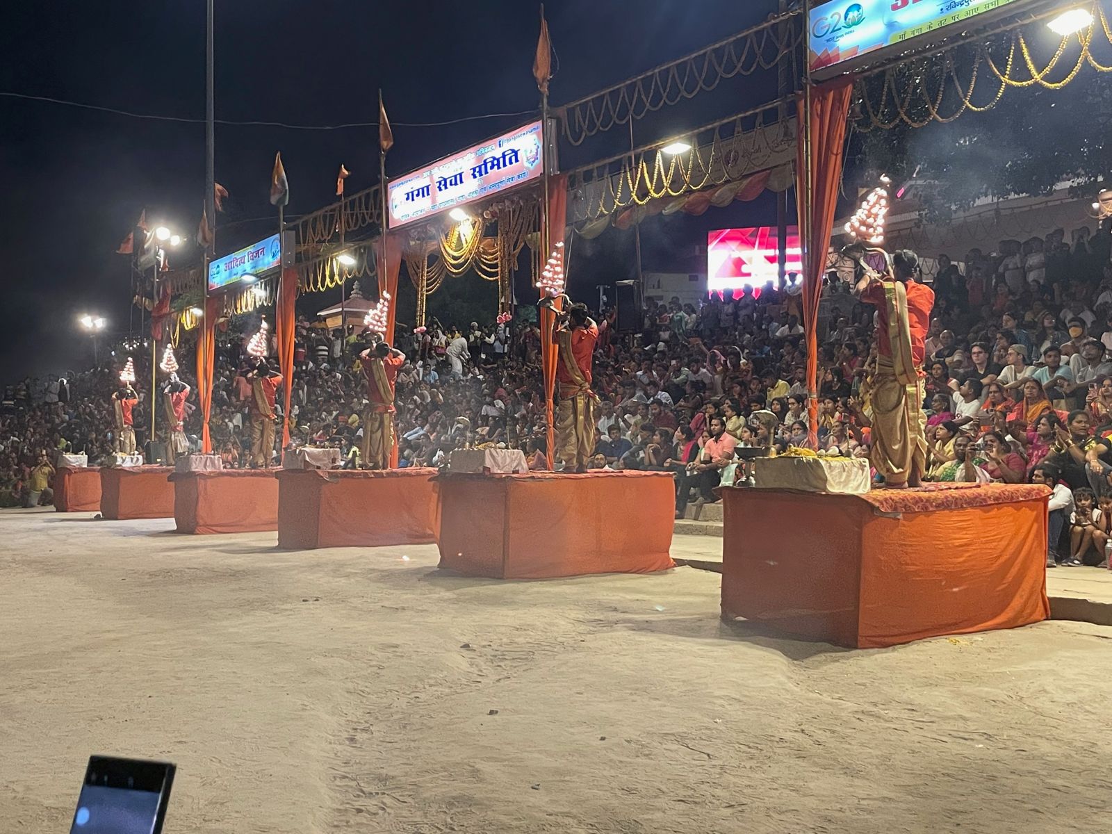 Evening aarti on the ghats of Varanasi