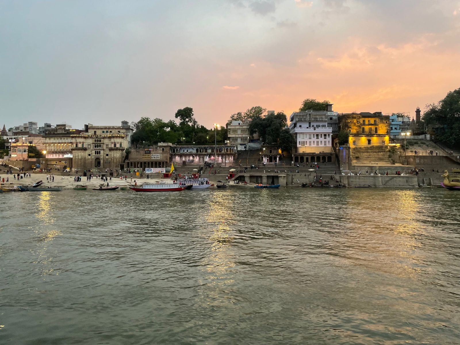 The Varanasi ghats at dusk